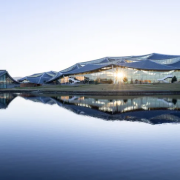 Google's Mountain View, CA offices feature curved roofs and textured solar panels that optimize the hours they can generate electricity.