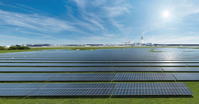 55,000 new solar power panels installed on 24 hectares in the territory of Vienna’s airport. Annual production is estimated at 30 GWh.