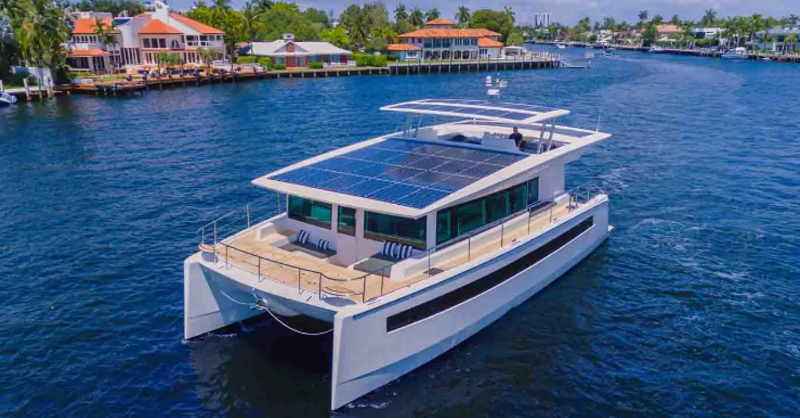 The SILENT 60 yacht is a solar electric catamaran that represents the future of zero-emissions maritime travel.