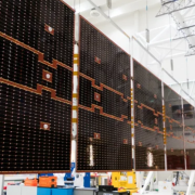 The satellite’s 11-meter solar wing from its folded stowed configuration allows it to fit in the rocket fairing.