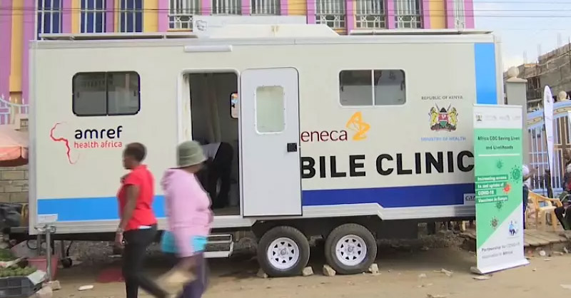 A solar powered mobile clinic in Africa utilizes solar energy for cold storage, ensuring effective vaccines can be delivered to remote areas.
