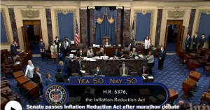 The Senate approved a sweeping package to combat climate change, lower health-care costs, raise some taxes and reduce the federal deficit
