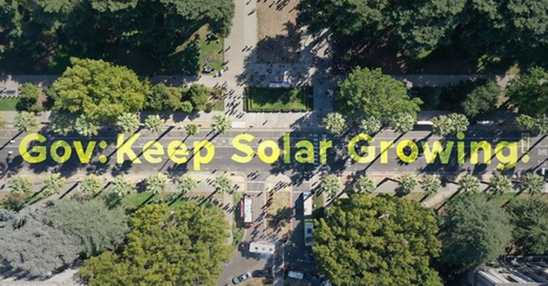 Solar activists protested at the California State Capitol as they await a decision to slash the rooftop incentive program to get solar panels