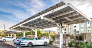 The bill would create a tax incentive for companies to build solar canopies in large parking lots to boost local clean electricity generation.