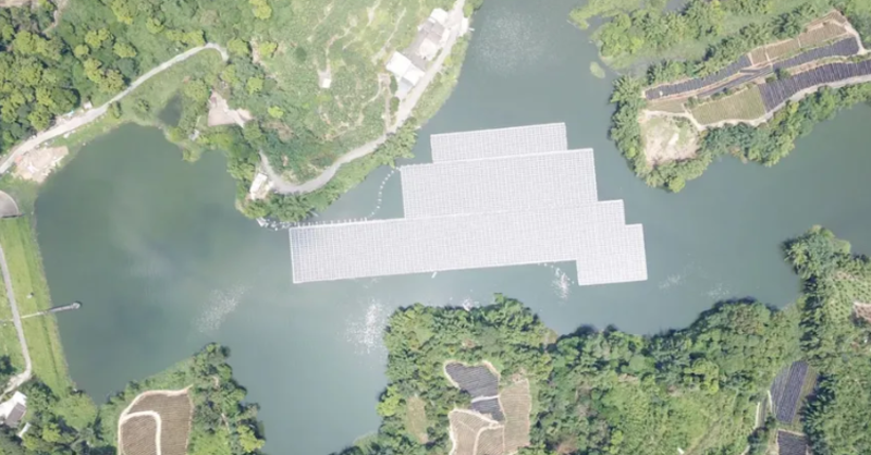 Floating panels are placed in human-made bodies of water, not taking up land that could be used for nature preserves or food production.