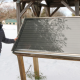 Displayed on a pedestal on the campus of Unity College is a solar panel that Jimmy Carter installed on the White House on June 20, 1979.