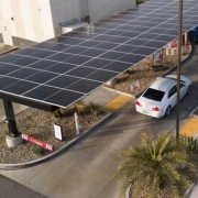 KFC installs a solar-powered drive-thru in Bakersfield, CA to protect workers from the sun, and to save the unit $400,000 over its lifespan.