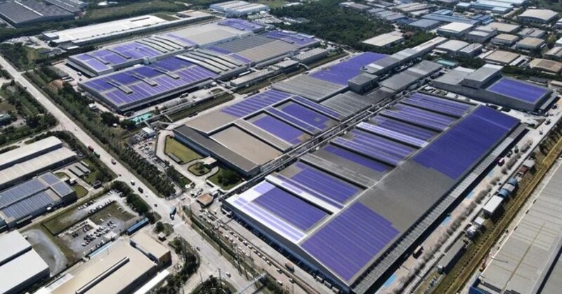 A solar panel the size of 18 football pitches is currently being built in the Falken tyre manufacturing facility in Thailand.