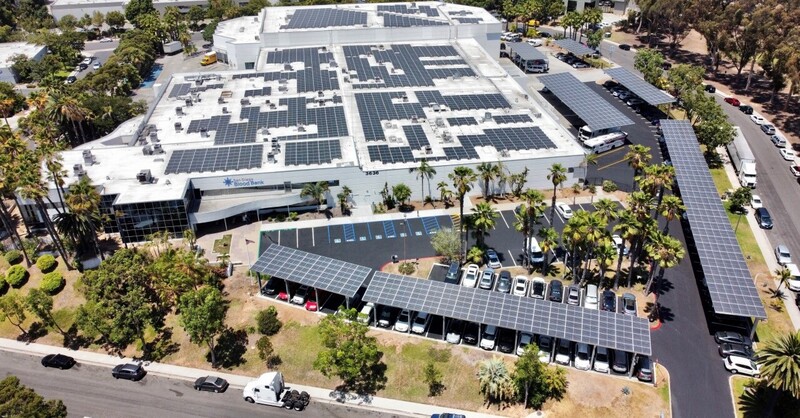 The San Diego Blood Bank has completed its “solar- plus-storage” project to provide shade and 100% renewable energy.