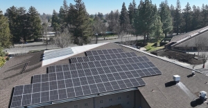 A total of 171 solar panels sit atop the Memorial Center at St. Anthony Parish in Sacramento, CA that powers the entire parish campus.