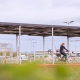 The solar-covered cycling path means that cyclists are sheltered from the elements while they pedal with no emissions, and the shelter makes clean energy.