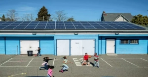 Charitable foundations are using a variety of strategies to get solar panels for health centers, schools and other community buildings.