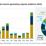 Developers and power plant owners plan to add 62.8 gigawatts (GW) of new utility-scale electric-generating capacity in 2024.