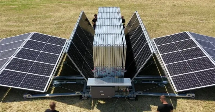 SolarCont has developed a mobile solar container that stores foldable photovoltaic panels for portable green energy anywhere.