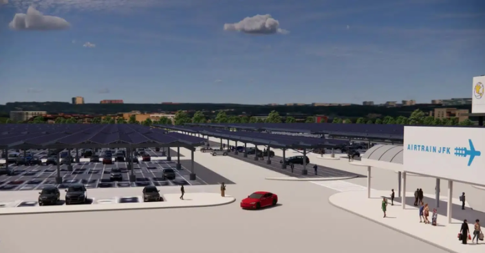 New York State’s largest onsite solar plus storage project – a solar carport canopy at JFK International Airport – has begun construction.