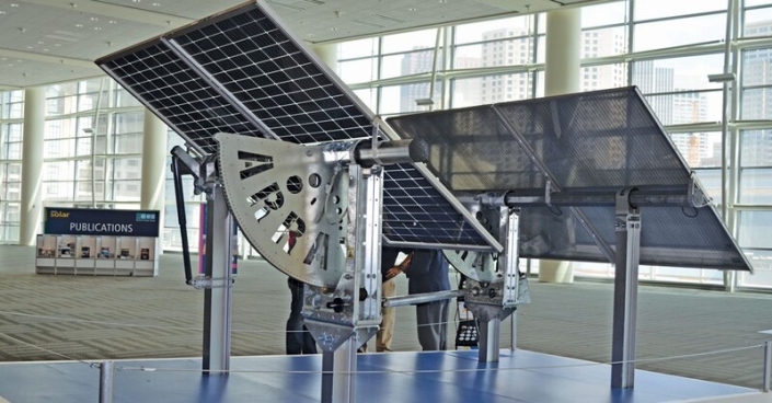 ptp-050924-7 Solar panels are often tilted to a stowed position to prevent wind damage to utility-scale assets. Array Technologies introduced a passive stowing strategy that prevents unnecessary production losses.