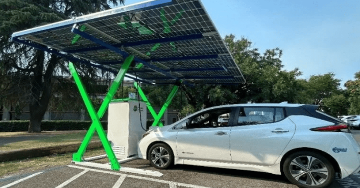 ptp-070824-2 Paired Power is the company behind the “PairTree,” a solar-powered electric vehicle charging system capable of charging two vehicles at a time