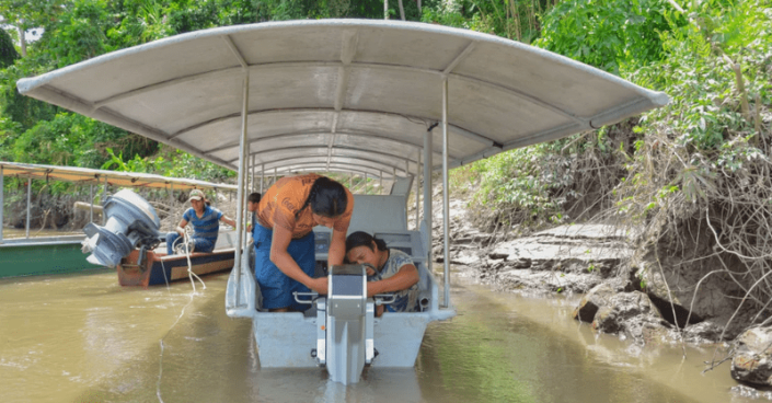 ptp-081624-2 Five boats topped with a sleek solar-paneled roof are being used by 12 indigenous Achuar communities across eastern Ecuador bordering Peru.