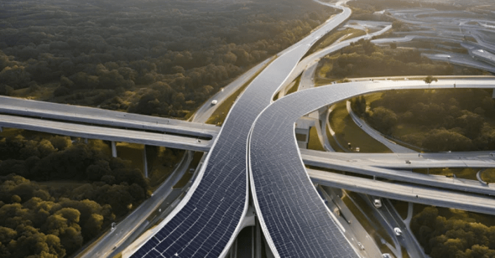 ptp-082224-4 A study published in the journal Earth’s Future presents a futuristic vision of transforming highways & major roads into sources of PV energy
